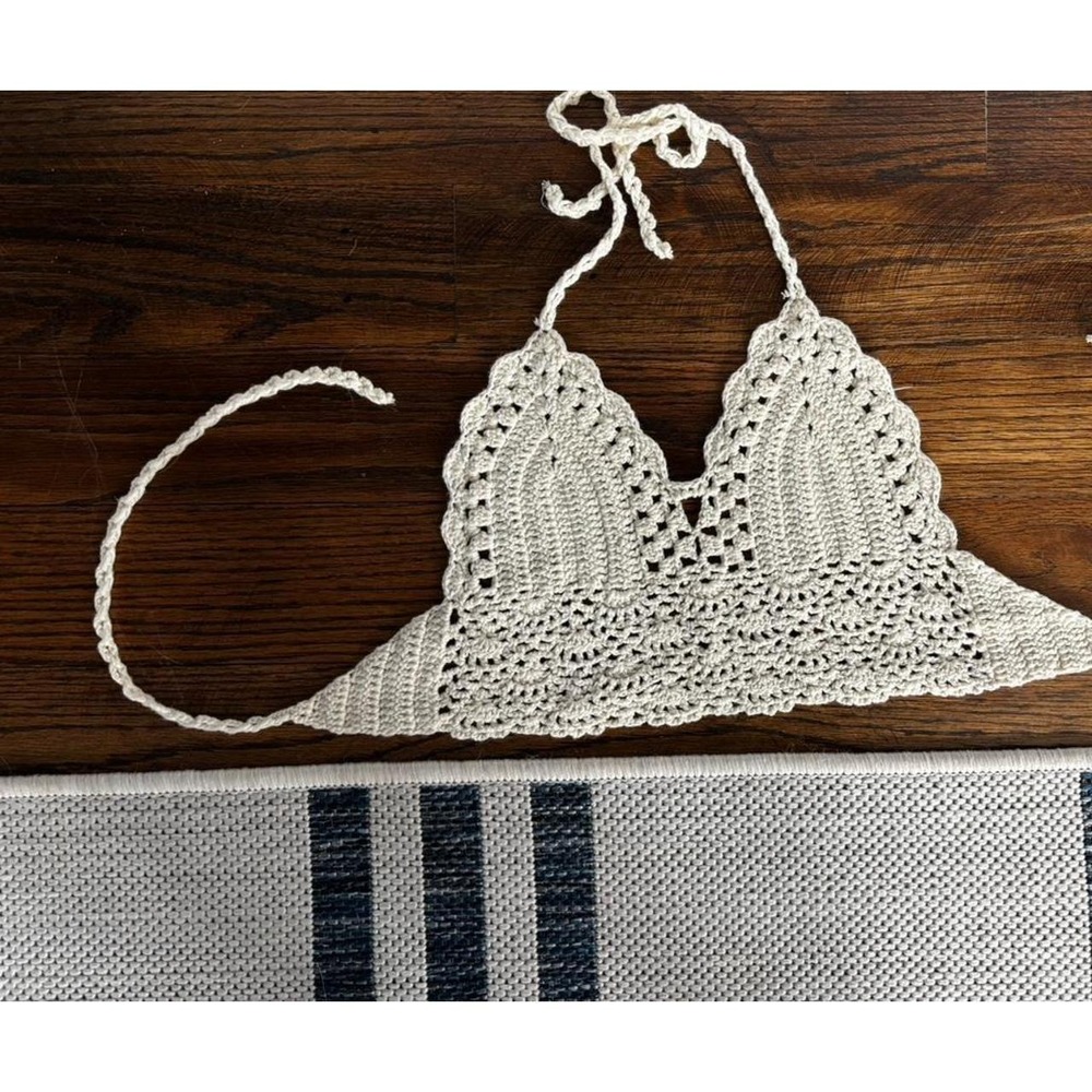 Crochet triangle cotton top SZ S